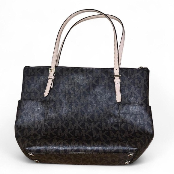 Michael Kors Black and Tan Signature Tote - Picture 1 of 5